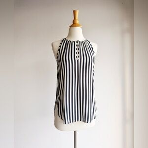 J.Crew 100% Silk Striped Tank Blouse B7317 Size 00 Navy Ivory